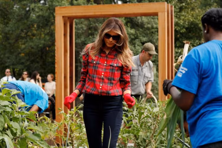 hinh anh de nhat phu nhan melania trump trong rau trong vuon nha trang