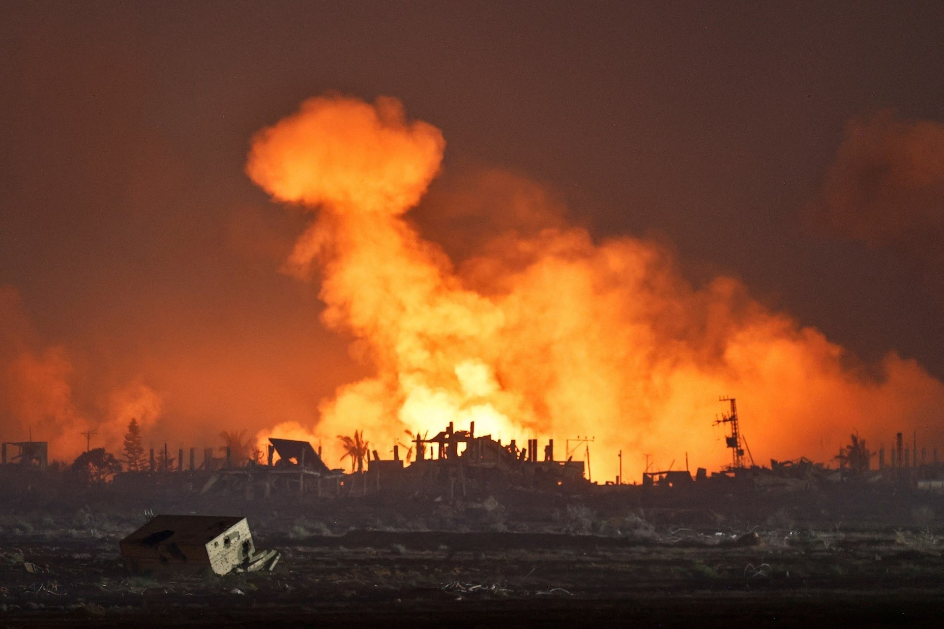 Vụ nổ ở Dải Gaza nhìn từ phía Israel ngày 24/7.