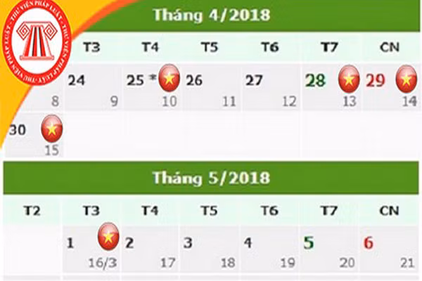 chinh thuc co lich nghi gio to hung vuong 30 4 va 1 5 2018