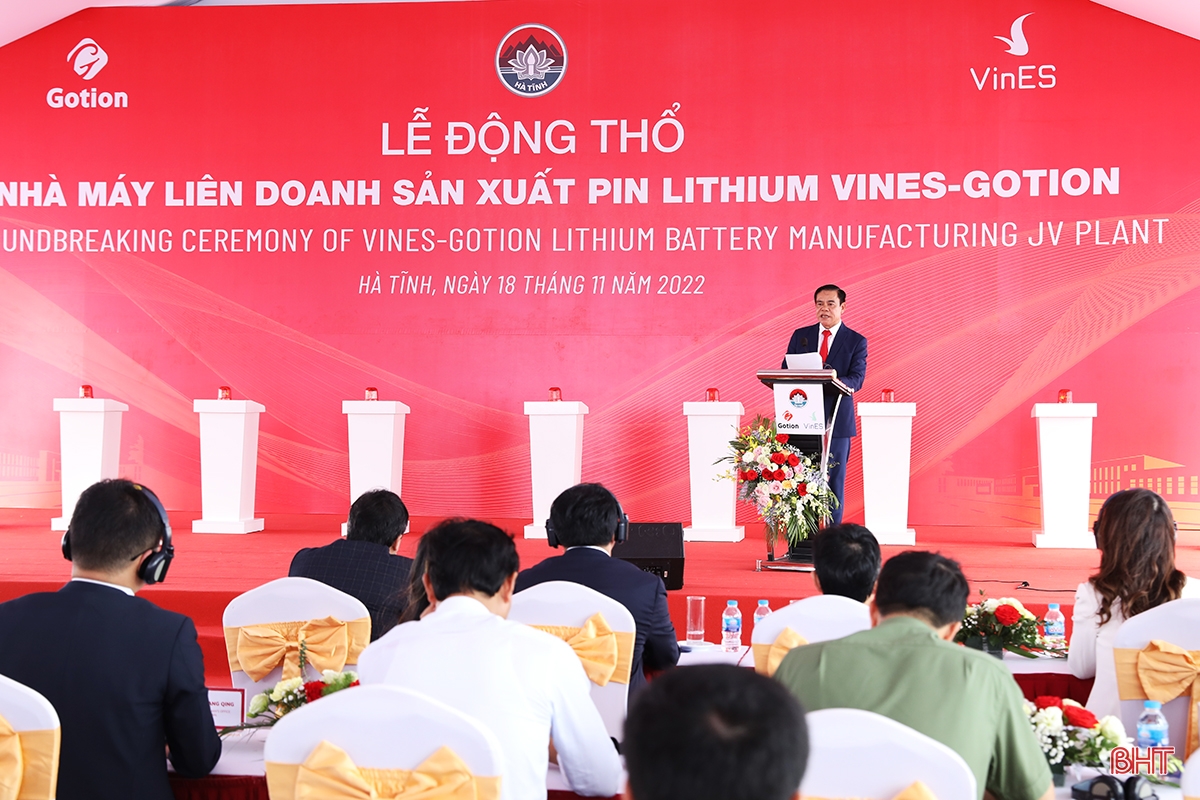 Hà Tĩnh: Khởi công Nhà máy sản xuất Pin Lithium 275 triệu USD tại Vũng Áng