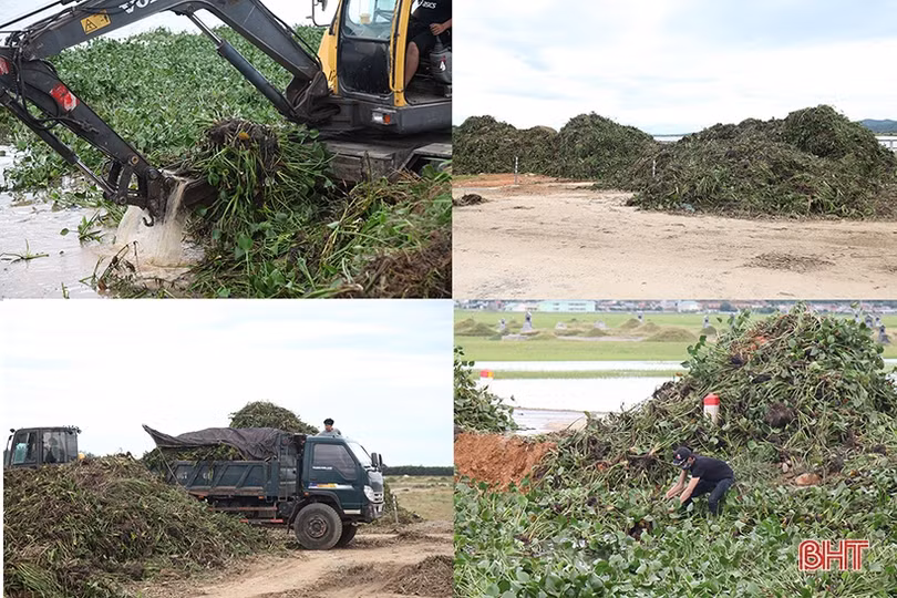 Huy động máy xúc “giải cứu” 700 ha lúa ngập trong nước ở Kỳ Anh