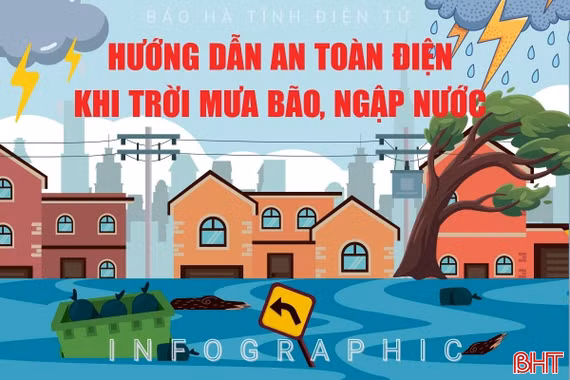 [Infographic] Hướng dẫn an toàn điện khi trời mưa bão, ngập nước