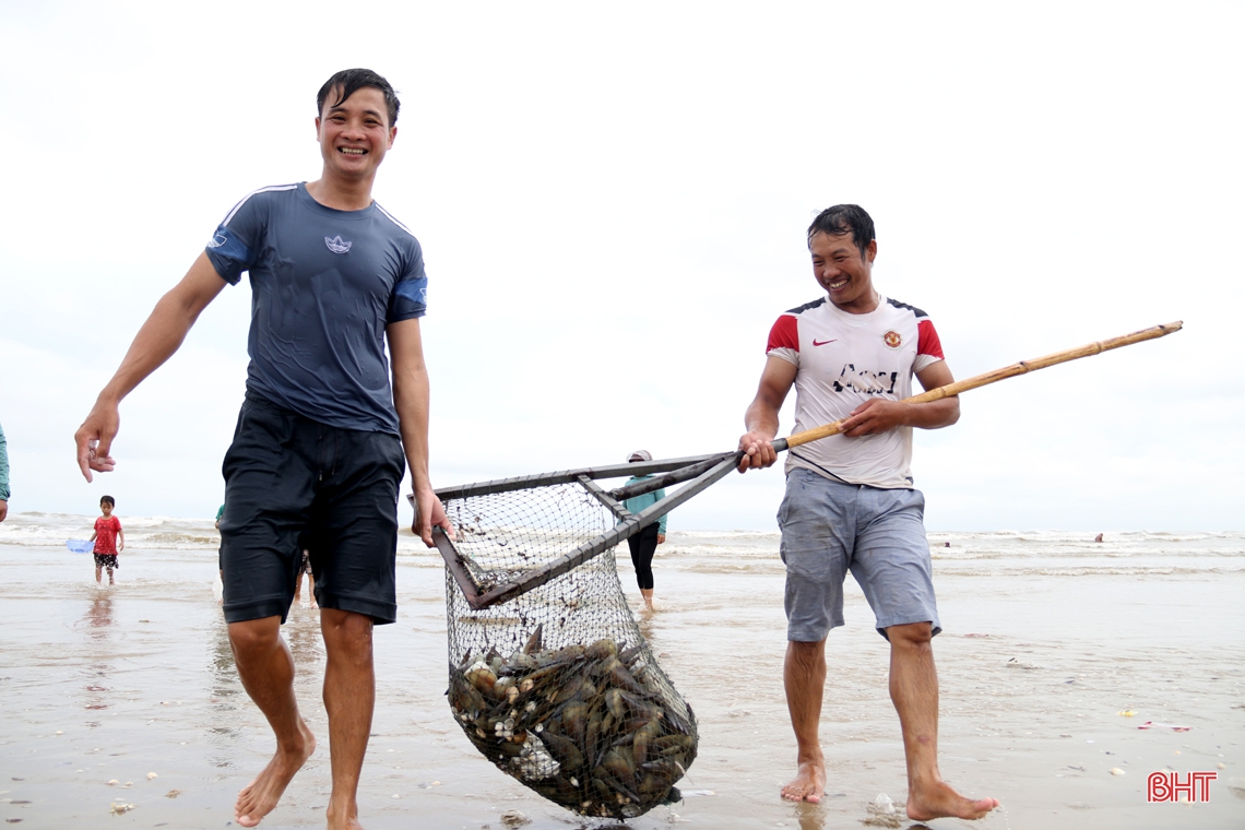 “Lộc biển” trôi dạt bờ, người dân TX Kỳ Anh ồ ạt đi gom