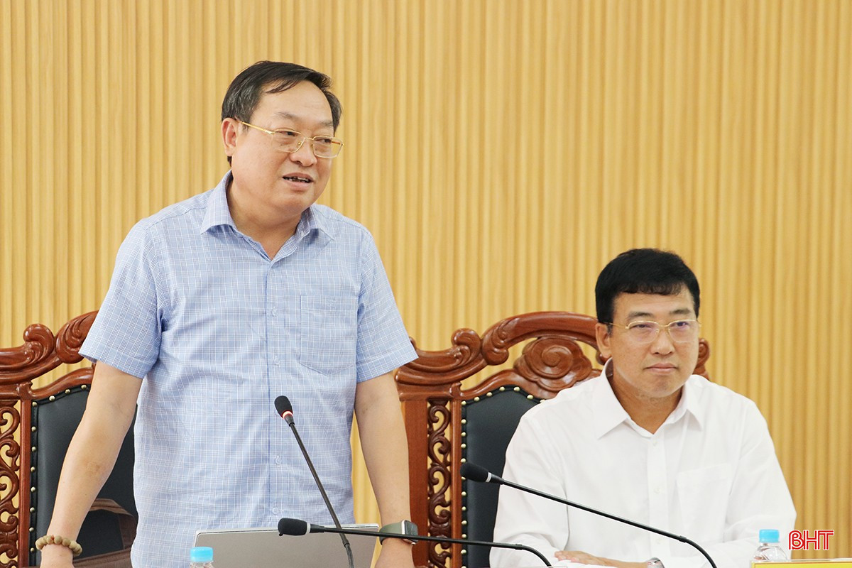 Bí thư Huyện ủy Nghi Xuân Đặng Trần Phong phát biểu tại buổi làm việc