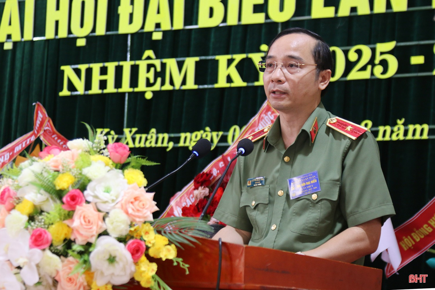 Thiếu tướng Nguyễn Xuân Thao - Giám đốc Công an tỉnh Hà Tĩnh phát biểu chỉ đạo đại hội.