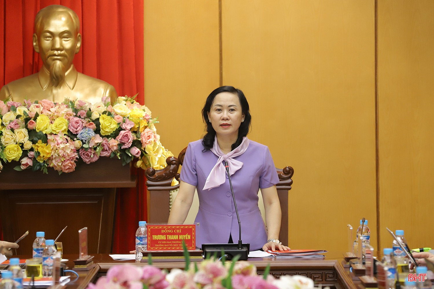 Trưởng ban Tổ chức Tỉnh ủy Trương Thanh Huyền kết luận hội nghị.