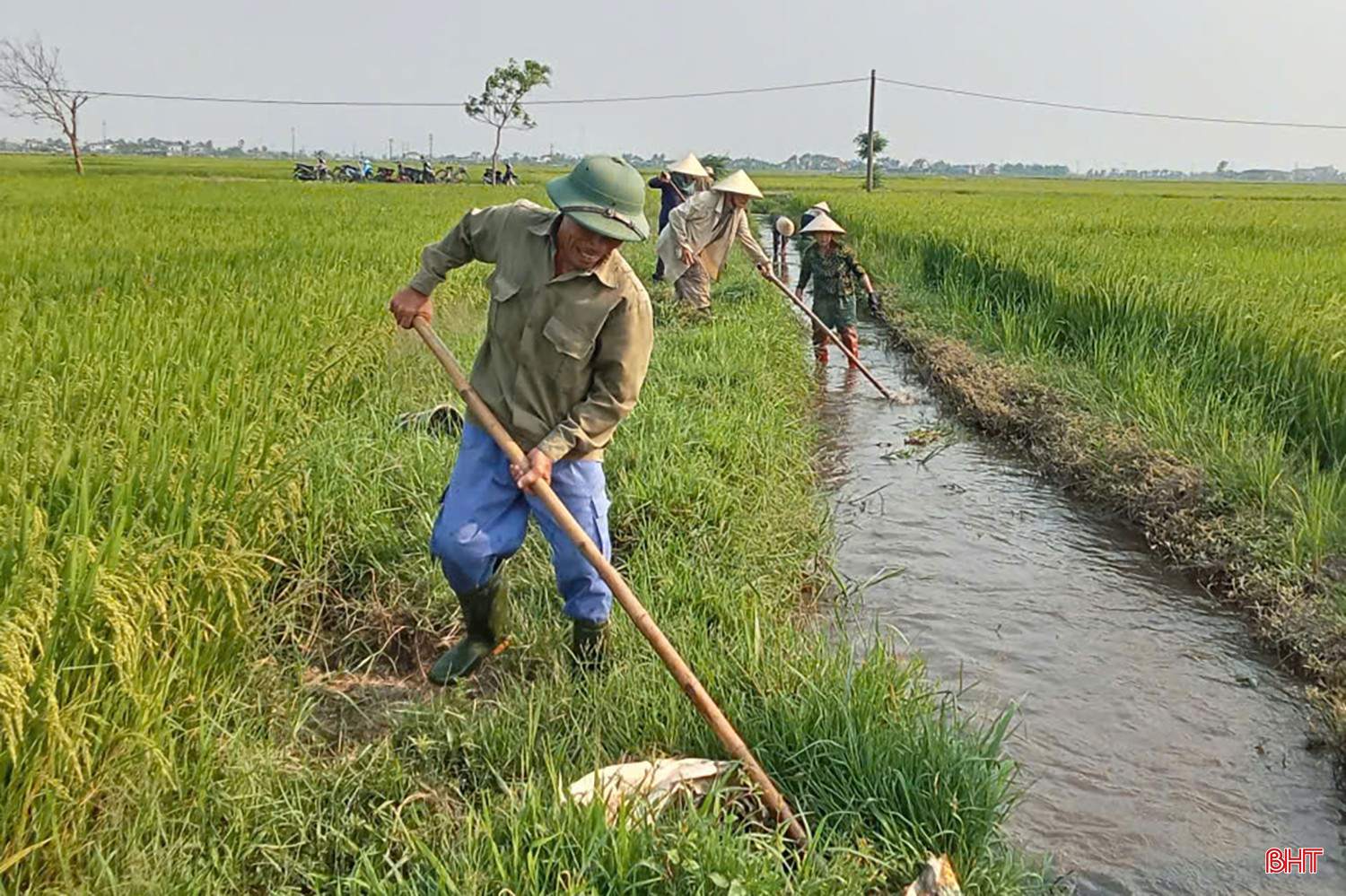 Người dân xã Thạch Lạc nạo vét kênh mương, chuẩn bị phục vụ sản xuất hè thu.