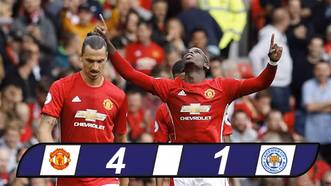 pogba lan dau khai hoa m u nhan chim leicester