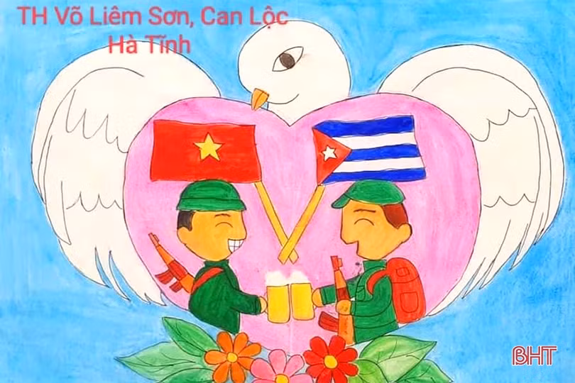 Thiếu nhi Hà Tĩnh vẽ tranh về tình hữu nghị Việt Nam - Cuba