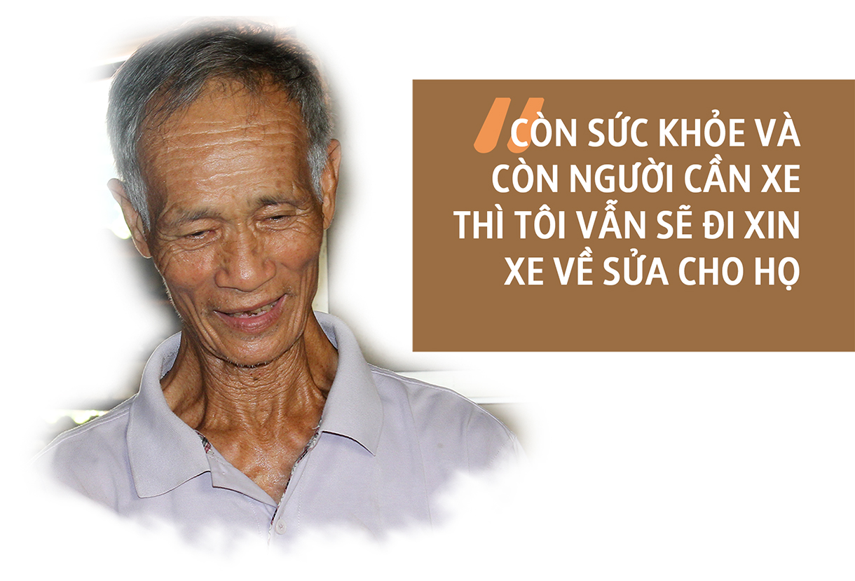 73 tuổi vẫn đi khắp nơi xin xe lăn cũ về sửa tặng bệnh nhân nghèo Hà Tĩnh