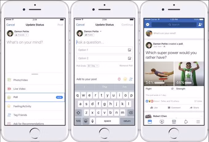 facebook chinh thuc cho nguoi dung su dung tinh nang tao poll