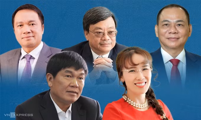 5 tỷ phú Việt trong danh sách thế giới. Đồ họa: Khánh Hoàng