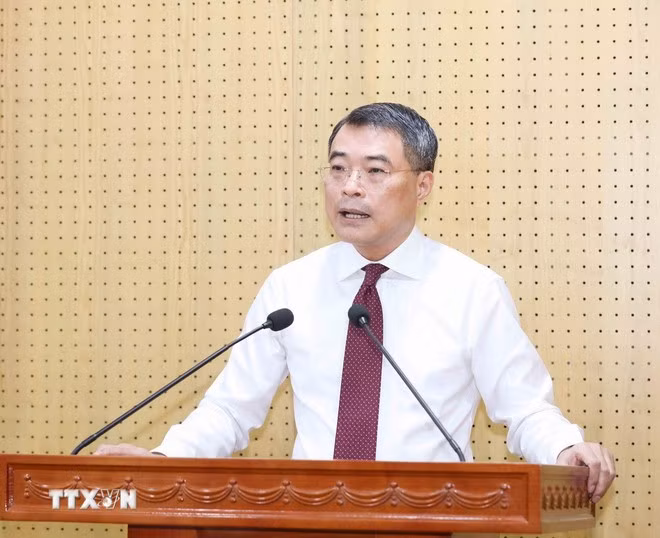 Ông Lê Minh Hưng, Ủy viên Bộ Chính trị, Bí thư Trung ương Đảng, Trưởng Ban Tổ chức Trung ương, phát biểu tại Hội nghị. (Ảnh: Phương Hoa/TTXVN)