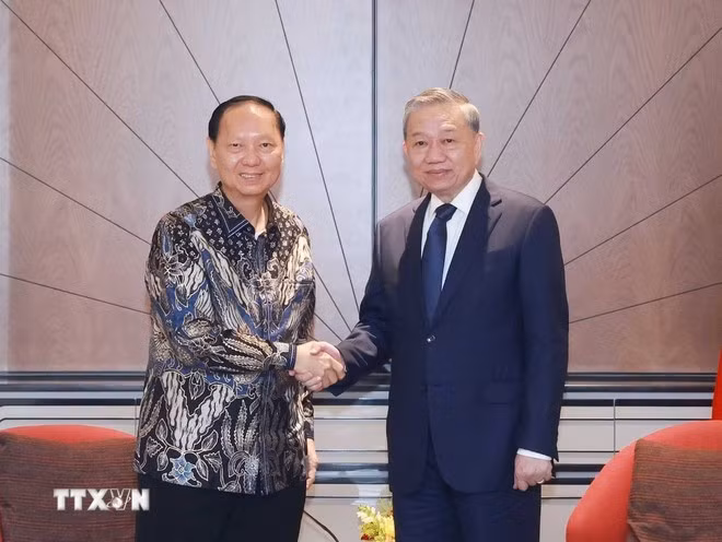Tổng Bí thư Tô Lâm tiếp ông Oey Alfred, Giám đốc Tập đoàn Sungai Budi. (Ảnh: Thống Nhất/TTXVN)