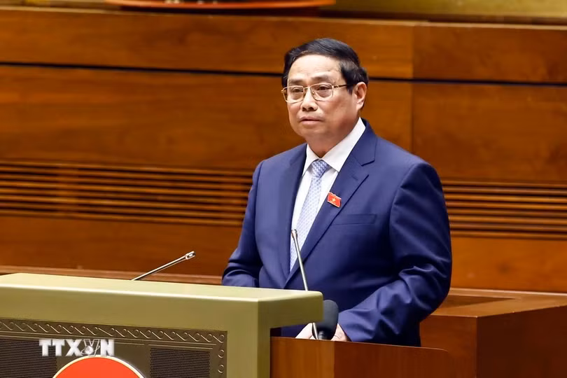 Thủ tướng Phạm Minh Chính trả lời chất vấn. (Ảnh: Doãn Tấn/TTXVN)