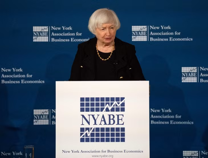 Bộ trưởng Tài chính Janet Yellen phát biểu trong sự kiện ngày 15-1 - Ảnh: AFP