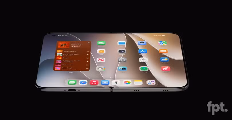 Ảnh dựng iPhone gập dựa trên tin đồn. Ảnh:@fpt./YouTube.