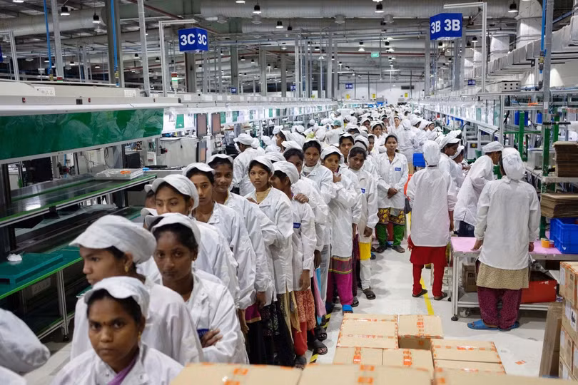 Nhà máy lắp ráp iPhone của Foxconn tại Ấn Độ vào năm 2019. Ảnh: Karen Dias/Bloomberg.