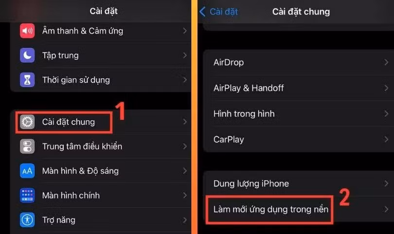 Kéo xuống chọn “Cài đặt chung”.