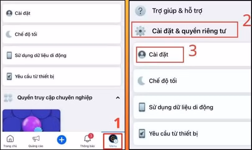 Mở ứng dụng Facebook, sau đó nhấn vào biểu tượng 3 dấu gạch ở góc màn hình.