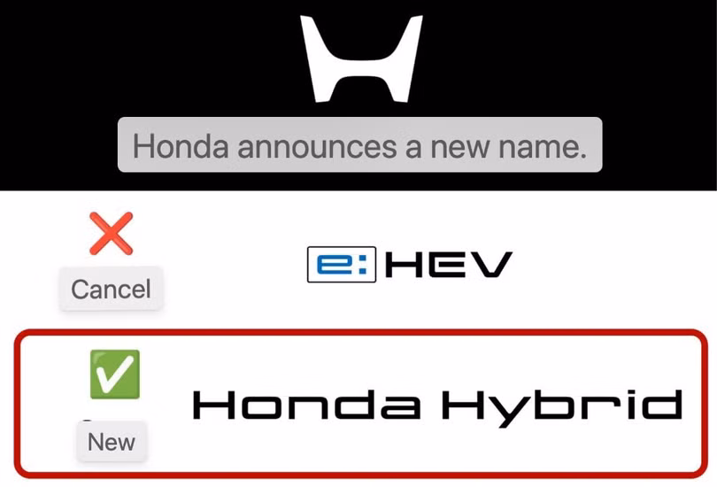 Thông tin về tên gọi mới của xe hybrid Honda trong tương lai. Ảnh: Autolifethailand