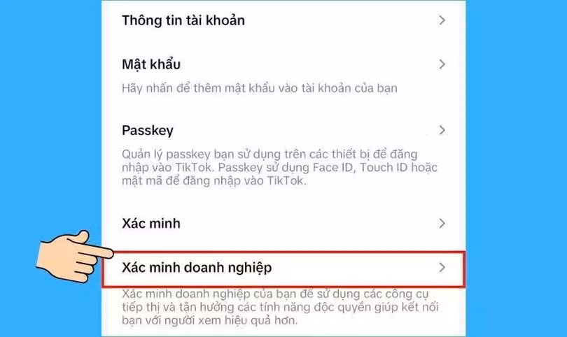 Thực hiện các thao tác đăng ký tương tự tài khoản cá nhân.