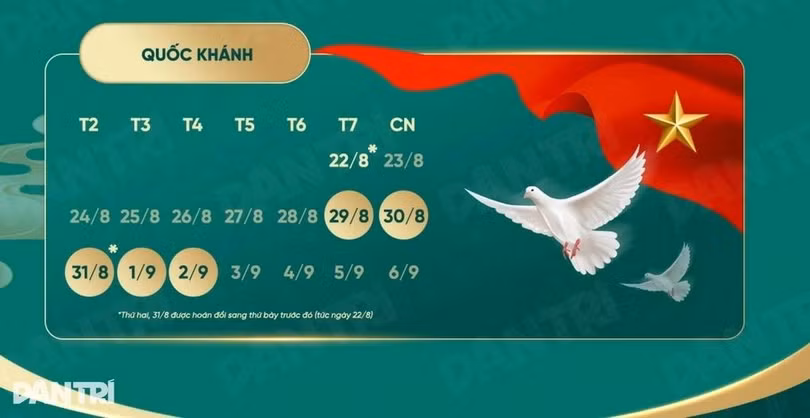Lịch nghỉ lễ Quốc khánh năm 2026 (Thiết kế: Tuấn Nghĩa).