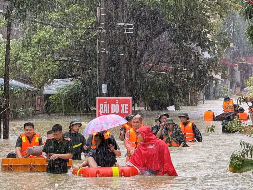 Ngập Lạng Sơn ngày 23/8. Ảnh: Công an tỉnh Lạng Sơn