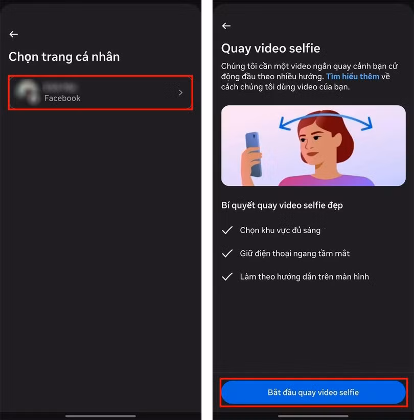 Chọn tài khoản Facebook muốn đăng ký nhận tick trắng.