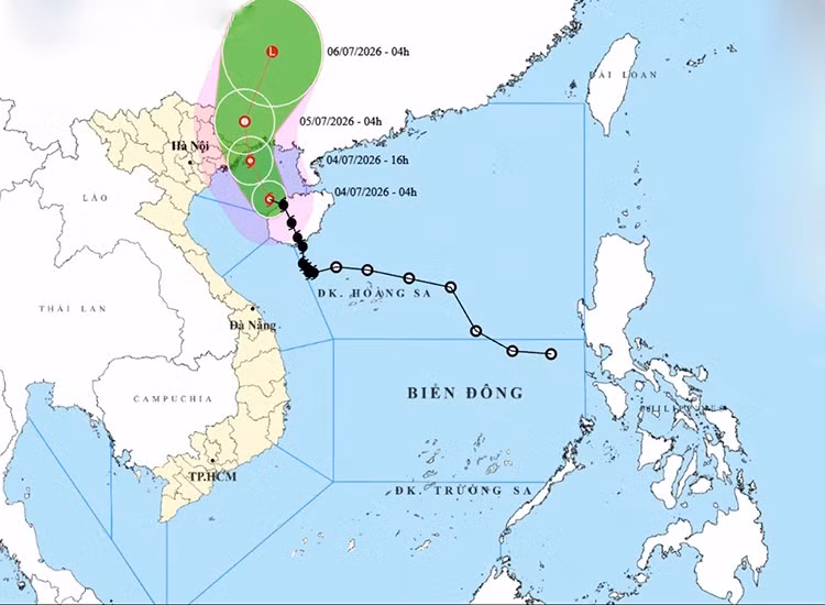 Vị trí và đường đi của bão số 1. Ảnh: thoitietvietnam.gov.vn