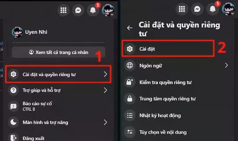 Sau khi đăng nhập, nhấn ảnh đại diện ở góc trên bên phải.