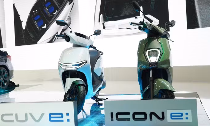 Hai mẫu xe điện của Honda tại triển lãm VMS 2024. Ảnh: Thành Nhạn