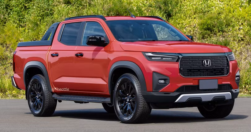 Phác họa mẫu xe bán tải Honda dựa trên nền tảng Mitsubishi Triton. Ảnh: Theottle