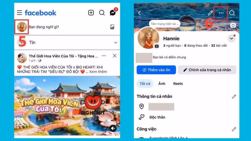 Truy cập trang cá nhân của hồ sơ này.