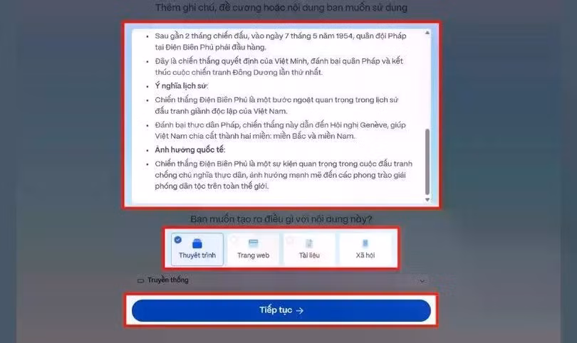 Cung cấp chủ đề và nội dung.