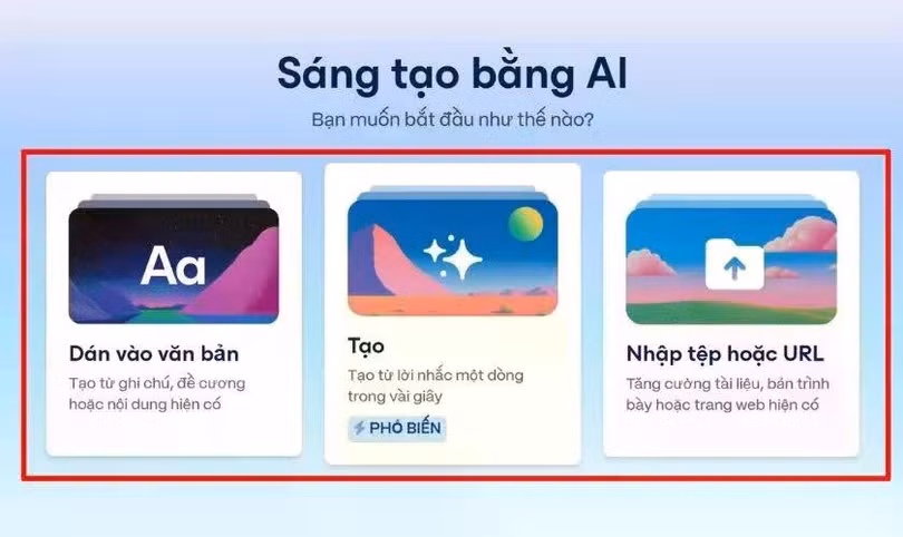 Bắt đầu tạo bài trình chiếu.
