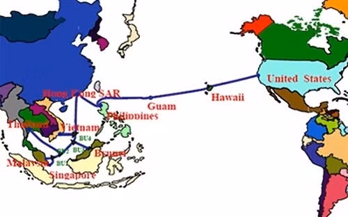 Sơ đồ đường cáp quang AAG, cáp quang biển đứt làm mạng Internet bị chậm