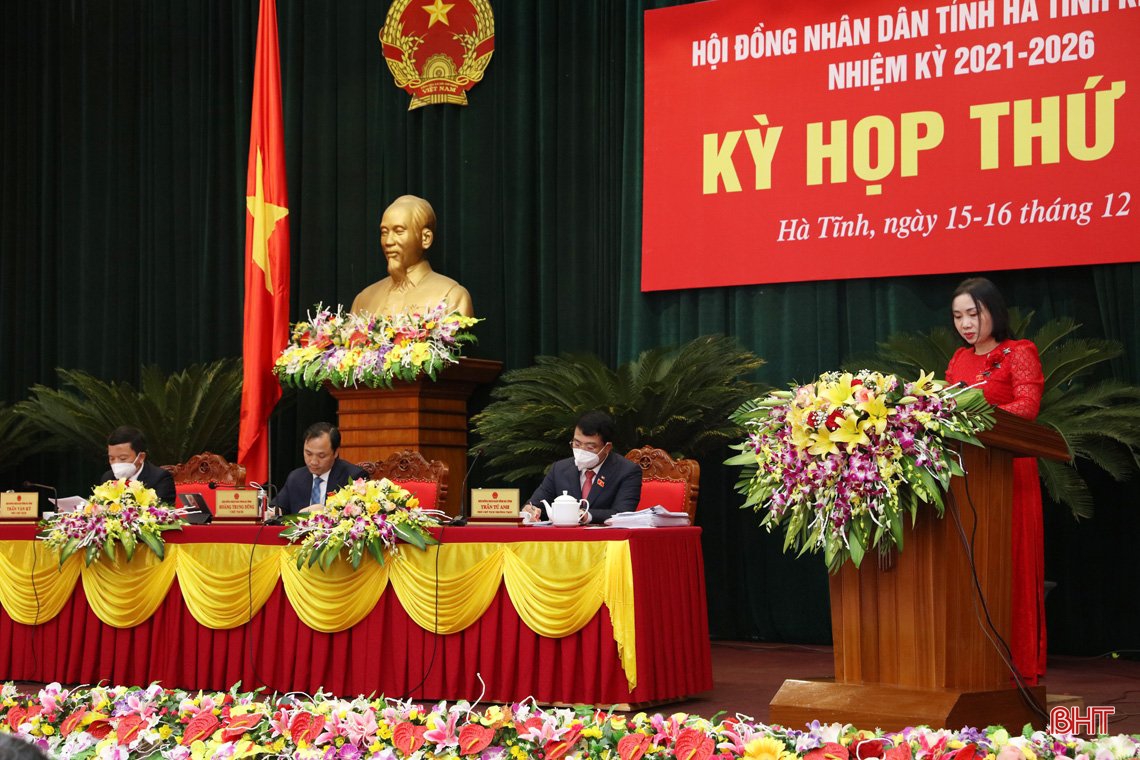 Đại biểu HĐND tỉnh Hà Tĩnh nghe báo cáo thẩm tra, thảo luận tại hội trường