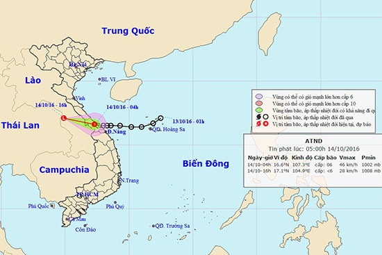 ap thap nhiet doi da di vao dat lien tinh thua thien hue