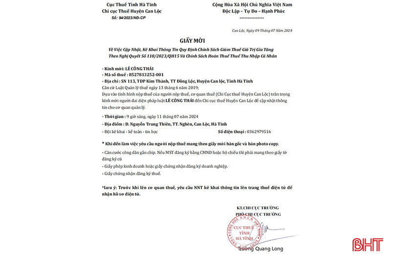 Văn bản đối tượng lừa đảo gửi cho anh Lê Công Thái - chủ nhà nghỉ Lê Khoa ở thị trấn Đồng Lộc (Can Lộc) qua zalo. 1.jpg