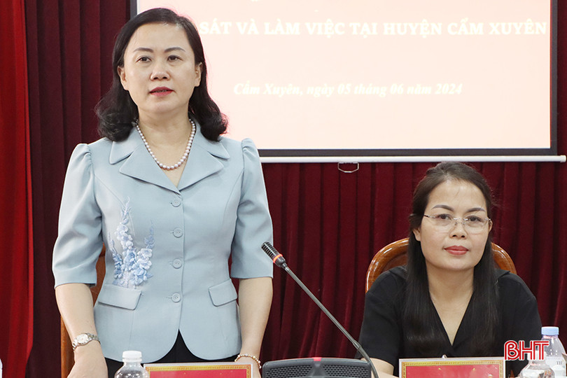 Trưởng ban Dân vận Tỉnh ủy Trương Thanh Huyền kết luận buổi làm việc. 5382.jpg