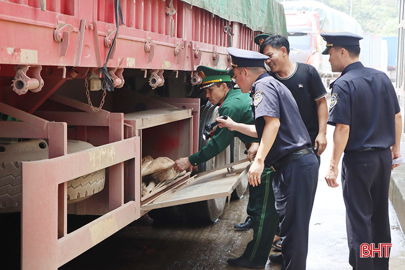 Lực lượng chức năng kiểm tra phương tiện xuất nhập cảnh qua Cửa khẩu quốc tế Cầu Treo. 1187.jpg