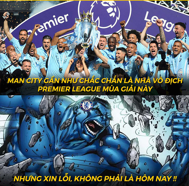 Ảnh chế: MU hợp sức cùng Chelsea ngăn cản Man City nâng cúp vô địch sớm