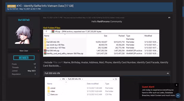 Hàng nghìn chứng minh nhân dân của người Việt bị rao bán trên mạng