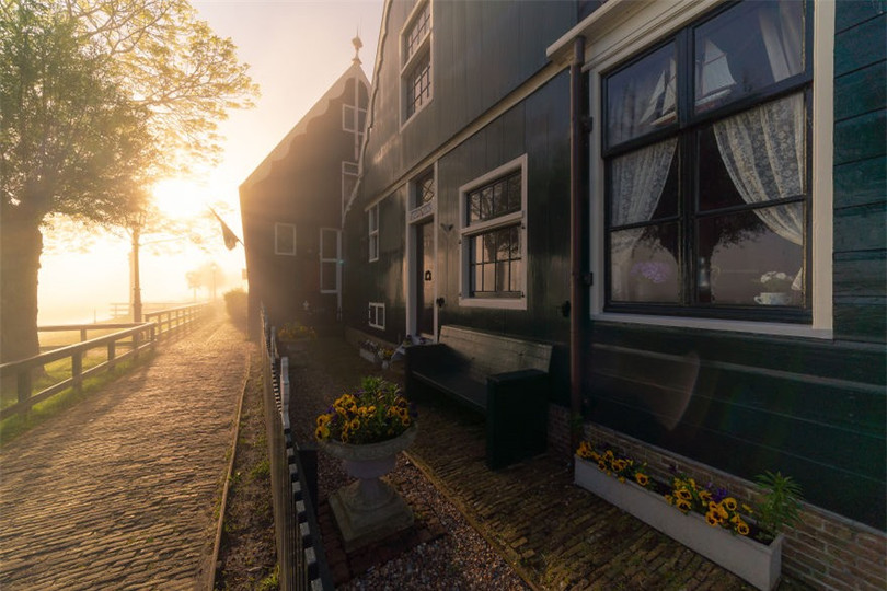 Làng cối xay gió ở Hà Lan chìm trong sương mù huyền ảo như cổ tích