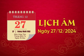 Lịch âm hôm nay ngày 27/12/2024: Quý nhân giúp đỡ, kinh doanh suôn sẻ