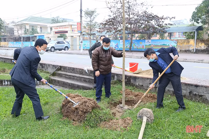 Các địa phương Hà Tĩnh sôi nổi ra quân trồng cây đầu xuân