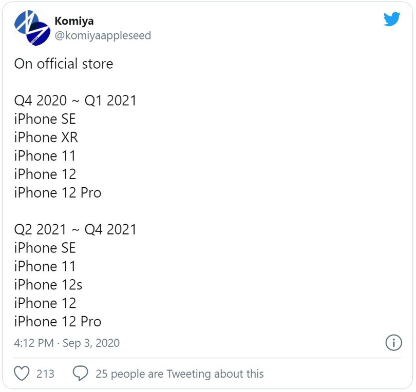 Thông tin về iPhone 12s giá rẻ theo nguồn tin Komiya trên Twitter iPhone 12s giá rẻ thay thế iPhone XR ra mắt khi nào?