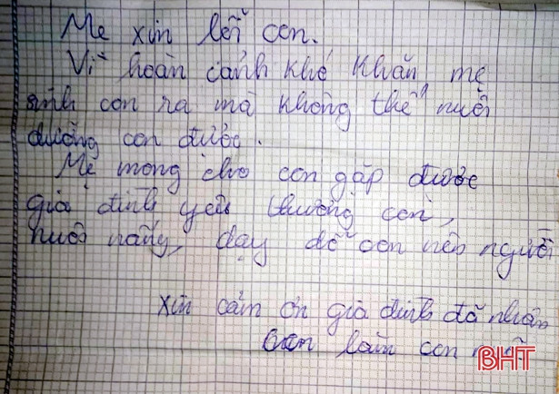Bé trai sơ sinh bị bỏ rơi cùng bức thư đầy nước mắt của người mẹ