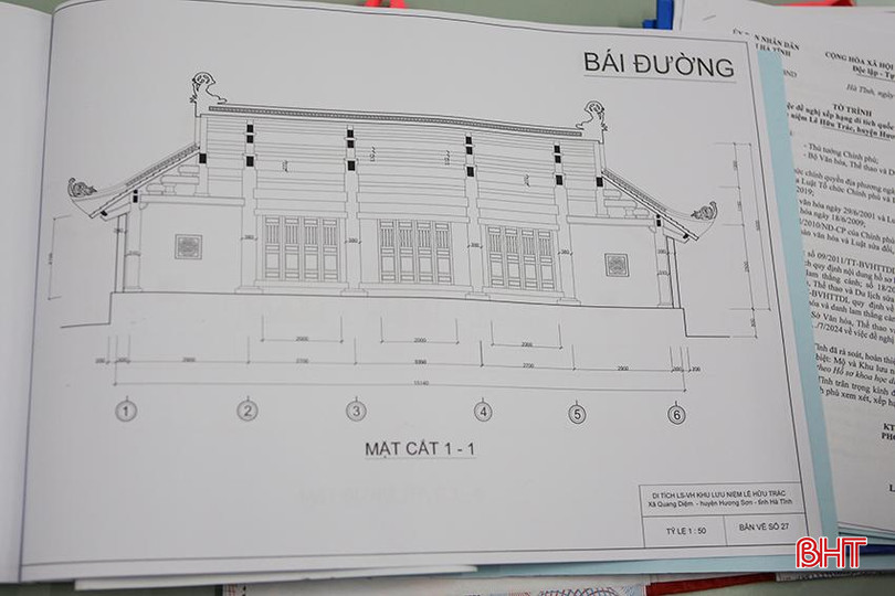 Bản vẽ nhà Bái Đường thuộc Khu lưu niệm Lê Hữu Trác là một trong những nội dung của Hồ sơ khoa học xếp hạng Mộ và Khu lưu niệm Lê Hữu Trác là di tích quốc gia đặc biệt. a2.jpg